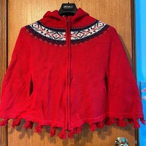 Kids Lands End Red Shawl with Hood